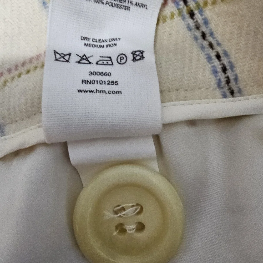 H&M Wool Blend Cream Plaid Preppy Mini Skirt Sz 12